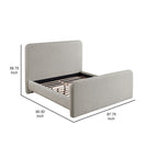 Lit King Size Jene, tête de lit capitonnée, coins arrondis, gris
