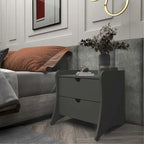 Table de chevet à 2 tiroirs de style moderne du milieu du siècle, MDF, pieds incurvés, 49,99 cm (L) x 46,48 cm (P) x 49,99 cm (H), gris/blanc, unité simple/ensemble de 2