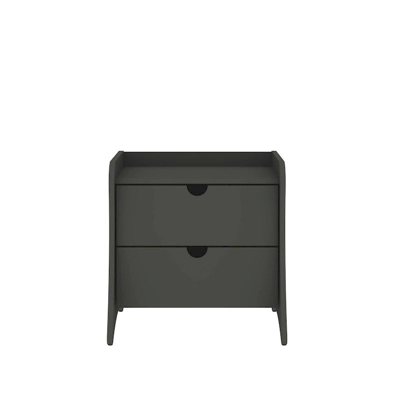 Table de chevet à 2 tiroirs de style moderne du milieu du siècle, MDF, pieds incurvés, 49,99 cm (L) x 46,48 cm (P) x 49,99 cm (H), gris/blanc, unité simple/ensemble de 2