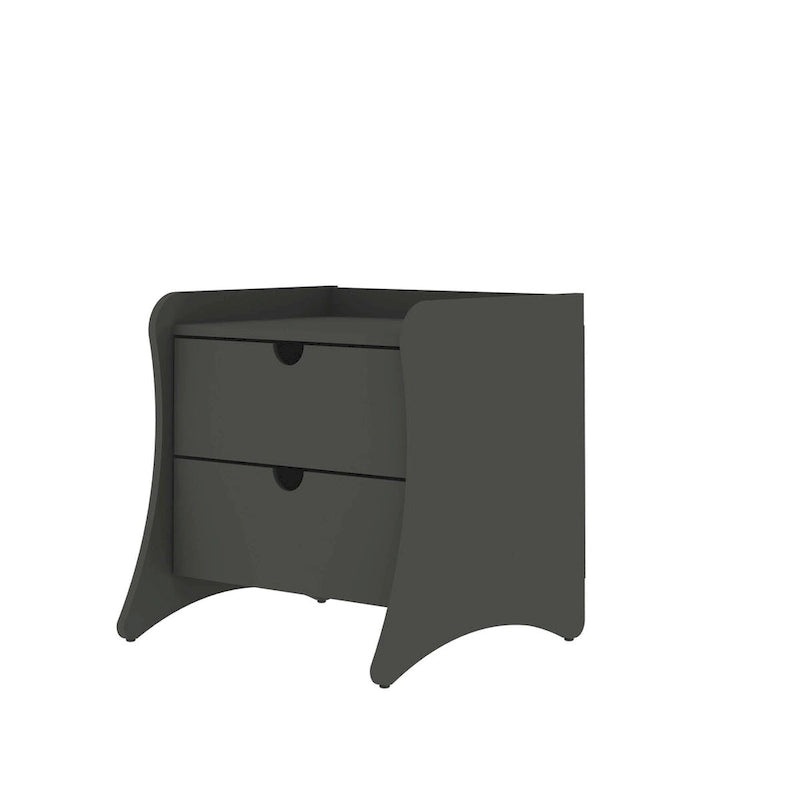 Table de chevet à 2 tiroirs de style moderne du milieu du siècle, MDF, pieds incurvés, 49,99 cm (L) x 46,48 cm (P) x 49,99 cm (H), gris/blanc, unité simple/ensemble de 2