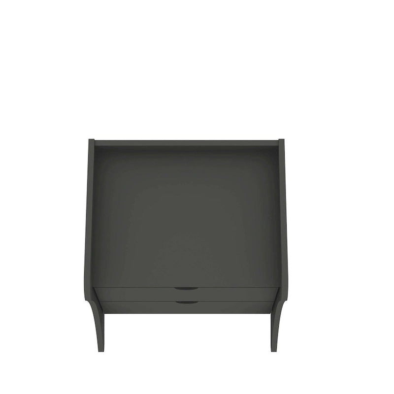 Table de chevet à 2 tiroirs de style moderne du milieu du siècle, MDF, pieds incurvés, 49,99 cm (L) x 46,48 cm (P) x 49,99 cm (H), gris/blanc, unité simple/ensemble de 2