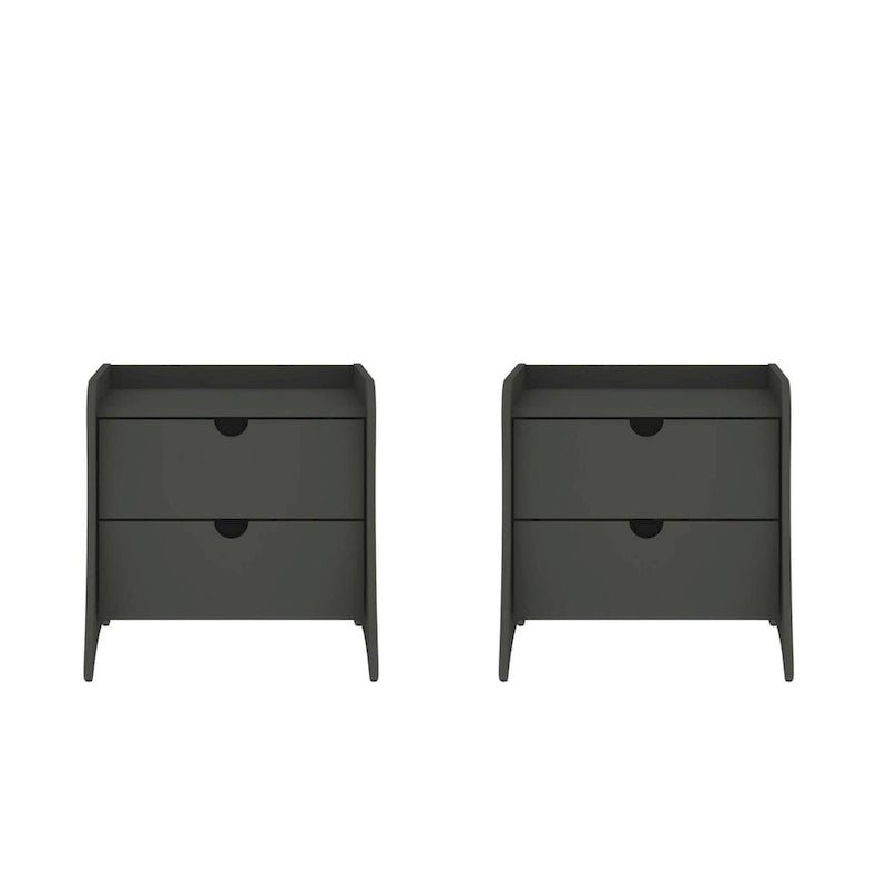 Table de chevet à 2 tiroirs de style moderne du milieu du siècle, MDF, pieds incurvés, 49,99 cm (L) x 46,48 cm (P) x 49,99 cm (H), gris/blanc, unité simple/ensemble de 2