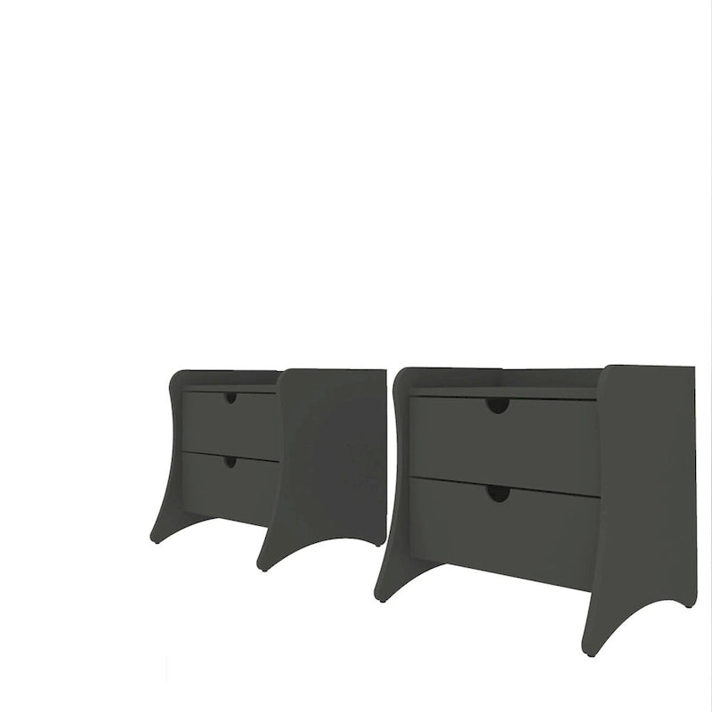Table de chevet à 2 tiroirs de style moderne du milieu du siècle, MDF, pieds incurvés, 49,99 cm (L) x 46,48 cm (P) x 49,99 cm (H), gris/blanc, unité simple/ensemble de 2