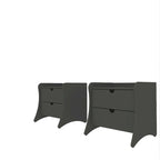 Table de chevet à 2 tiroirs de style moderne du milieu du siècle, MDF, pieds incurvés, 49,99 cm (L) x 46,48 cm (P) x 49,99 cm (H), gris/blanc, unité simple/ensemble de 2