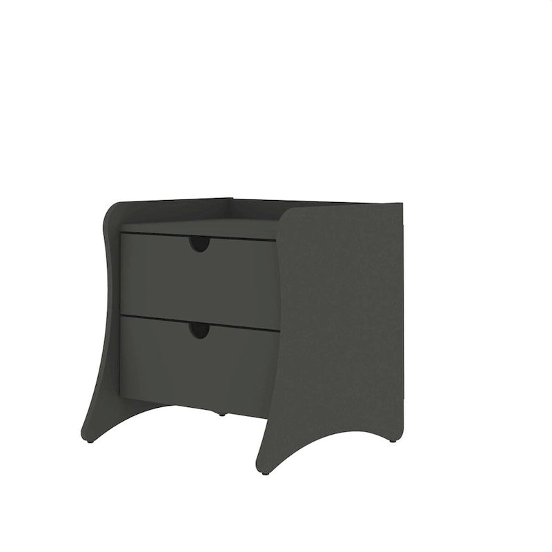 Table de chevet à 2 tiroirs de style moderne du milieu du siècle, MDF, pieds incurvés, 49,99 cm (L) x 46,48 cm (P) x 49,99 cm (H), gris/blanc, unité simple/ensemble de 2