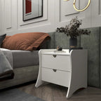 Table de chevet à 2 tiroirs de style moderne du milieu du siècle, MDF, pieds incurvés, 49,99 cm (L) x 46,48 cm (P) x 49,99 cm (H), gris/blanc, unité simple/ensemble de 2