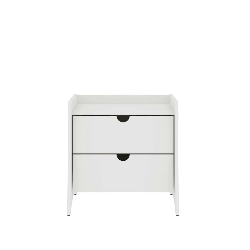Table de chevet à 2 tiroirs de style moderne du milieu du siècle, MDF, pieds incurvés, 49,99 cm (L) x 46,48 cm (P) x 49,99 cm (H), gris/blanc, unité simple/ensemble de 2