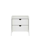 Table de chevet à 2 tiroirs de style moderne du milieu du siècle, MDF, pieds incurvés, 49,99 cm (L) x 46,48 cm (P) x 49,99 cm (H), gris/blanc, unité simple/ensemble de 2