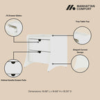Table de chevet à 2 tiroirs de style moderne du milieu du siècle, MDF, pieds incurvés, 49,99 cm (L) x 46,48 cm (P) x 49,99 cm (H), gris/blanc, unité simple/ensemble de 2
