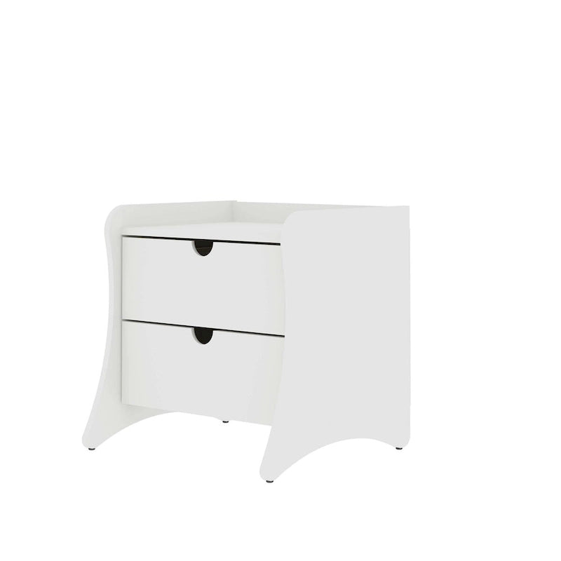 Table de chevet à 2 tiroirs de style moderne du milieu du siècle, MDF, pieds incurvés, 49,99 cm (L) x 46,48 cm (P) x 49,99 cm (H), gris/blanc, unité simple/ensemble de 2