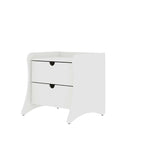Table de chevet à 2 tiroirs de style moderne du milieu du siècle, MDF, pieds incurvés, 49,99 cm (L) x 46,48 cm (P) x 49,99 cm (H), gris/blanc, unité simple/ensemble de 2