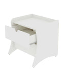Table de chevet à 2 tiroirs de style moderne du milieu du siècle, MDF, pieds incurvés, 49,99 cm (L) x 46,48 cm (P) x 49,99 cm (H), gris/blanc, unité simple/ensemble de 2