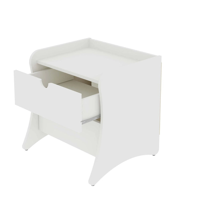Table de chevet à 2 tiroirs de style moderne du milieu du siècle, MDF, pieds incurvés, 49,99 cm (L) x 46,48 cm (P) x 49,99 cm (H), gris/blanc, unité simple/ensemble de 2