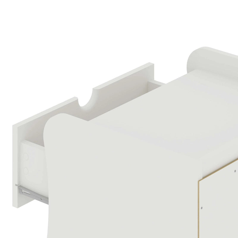 Table de chevet à 2 tiroirs de style moderne du milieu du siècle, MDF, pieds incurvés, 49,99 cm (L) x 46,48 cm (P) x 49,99 cm (H), gris/blanc, unité simple/ensemble de 2