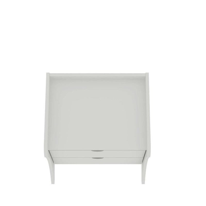 Table de chevet à 2 tiroirs de style moderne du milieu du siècle, MDF, pieds incurvés, 49,99 cm (L) x 46,48 cm (P) x 49,99 cm (H), gris/blanc, unité simple/ensemble de 2