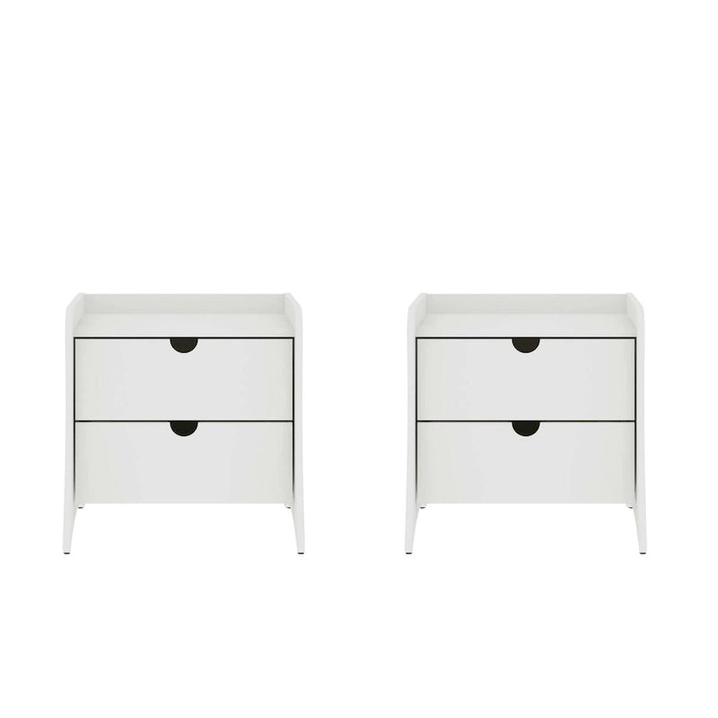 Table de chevet à 2 tiroirs de style moderne du milieu du siècle, MDF, pieds incurvés, 49,99 cm (L) x 46,48 cm (P) x 49,99 cm (H), gris/blanc, unité simple/ensemble de 2