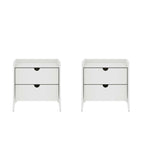 Table de chevet à 2 tiroirs de style moderne du milieu du siècle, MDF, pieds incurvés, 49,99 cm (L) x 46,48 cm (P) x 49,99 cm (H), gris/blanc, unité simple/ensemble de 2