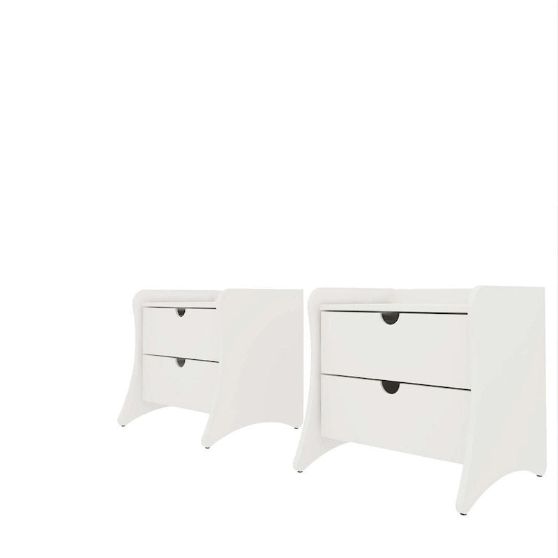 Table de chevet à 2 tiroirs de style moderne du milieu du siècle, MDF, pieds incurvés, 49,99 cm (L) x 46,48 cm (P) x 49,99 cm (H), gris/blanc, unité simple/ensemble de 2