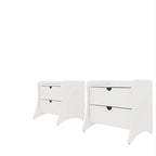 Table de chevet à 2 tiroirs de style moderne du milieu du siècle, MDF, pieds incurvés, 49,99 cm (L) x 46,48 cm (P) x 49,99 cm (H), gris/blanc, unité simple/ensemble de 2