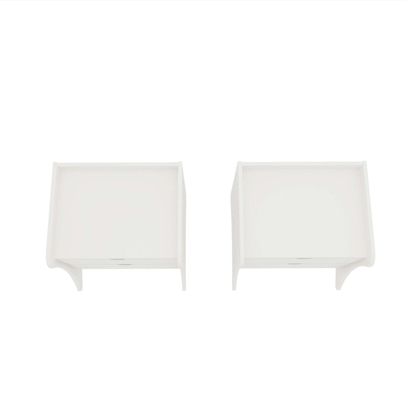 Table de chevet à 2 tiroirs de style moderne du milieu du siècle, MDF, pieds incurvés, 49,99 cm (L) x 46,48 cm (P) x 49,99 cm (H), gris/blanc, unité simple/ensemble de 2