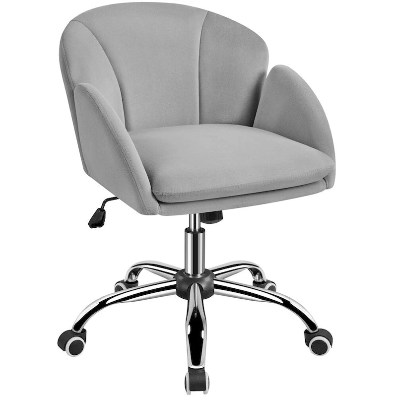 Chaise de bureau pivotante en velours à roulettes, réglable en hauteur de 72,4 cm à 81,3 cm, supporte jusqu'à 136 kg, 6 couleurs, pour la maison/bureau