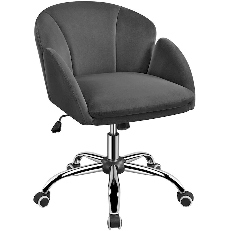 Chaise de bureau pivotante en velours à roulettes, réglable en hauteur de 72,4 cm à 81,3 cm, supporte jusqu'à 136 kg, 6 couleurs, pour la maison/bureau