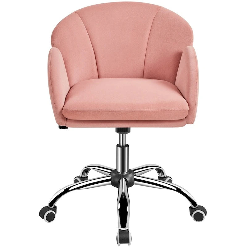 Chaise de bureau pivotante en velours à roulettes, réglable en hauteur de 72,4 cm à 81,3 cm, supporte jusqu'à 136 kg, 6 couleurs, pour la maison/bureau
