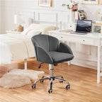 Chaise de bureau pivotante en velours à roulettes, réglable en hauteur de 72,4 cm à 81,3 cm, supporte jusqu'à 136 kg, 6 couleurs, pour la maison/bureau