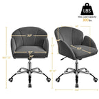 Chaise de bureau pivotante en velours à roulettes, réglable en hauteur de 72,4 cm à 81,3 cm, supporte jusqu'à 136 kg, 6 couleurs, pour la maison/bureau