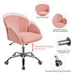 Chaise de bureau pivotante en velours à roulettes, réglable en hauteur de 72,4 cm à 81,3 cm, supporte jusqu'à 136 kg, 6 couleurs, pour la maison/bureau