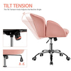 Chaise de bureau pivotante en velours à roulettes, réglable en hauteur de 72,4 cm à 81,3 cm, supporte jusqu'à 136 kg, 6 couleurs, pour la maison/bureau