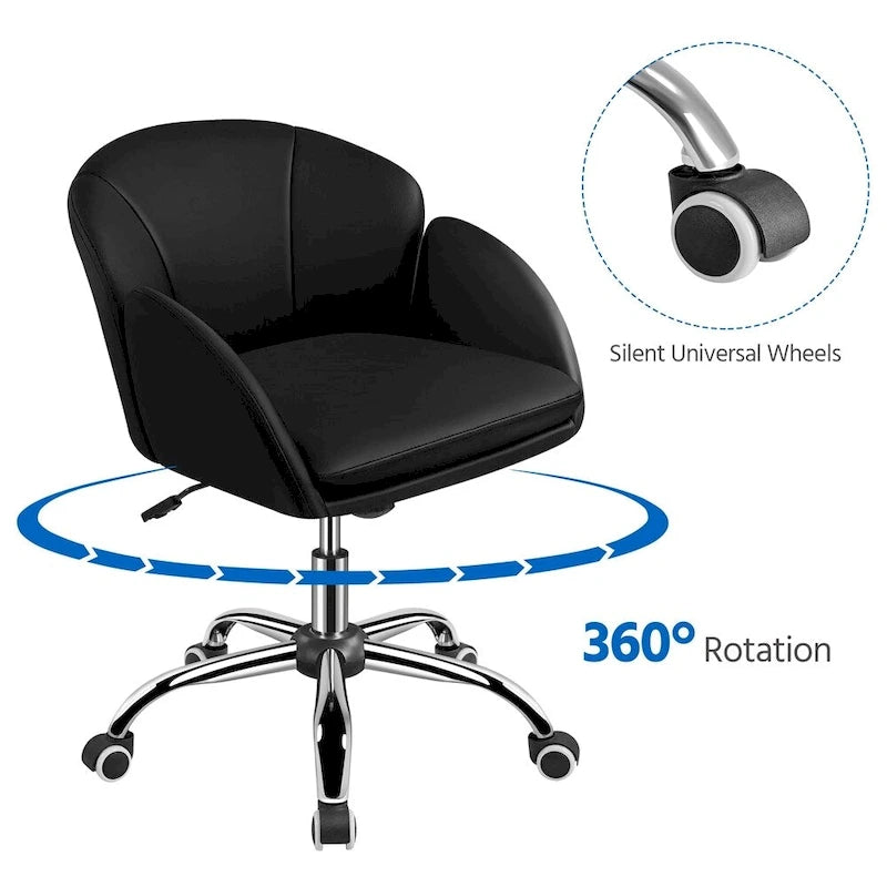 Chaise de bureau pivotante en velours à roulettes, réglable en hauteur de 72,4 cm à 81,3 cm, supporte jusqu'à 136 kg, 6 couleurs, pour la maison/bureau
