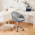 Chaise de bureau pivotante en velours à roulettes, réglable en hauteur de 72,4 cm à 81,3 cm, supporte jusqu'à 136 kg, 6 couleurs, pour la maison/bureau