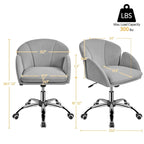 Chaise de bureau pivotante en velours à roulettes, réglable en hauteur de 72,4 cm à 81,3 cm, supporte jusqu'à 136 kg, 6 couleurs, pour la maison/bureau