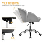 Chaise de bureau pivotante en velours à roulettes, réglable en hauteur de 72,4 cm à 81,3 cm, supporte jusqu'à 136 kg, 6 couleurs, pour la maison/bureau