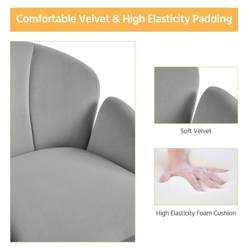 Chaise de bureau pivotante en velours à roulettes, réglable en hauteur de 72,4 cm à 81,3 cm, supporte jusqu'à 136 kg, 6 couleurs, pour la maison/bureau