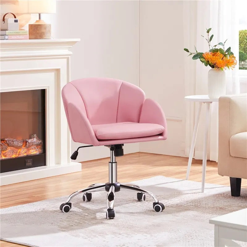 Chaise de bureau pivotante en velours à roulettes, réglable en hauteur de 72,4 cm à 81,3 cm, supporte jusqu'à 136 kg, 6 couleurs, pour la maison/bureau