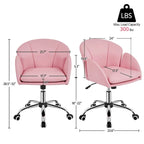 Chaise de bureau pivotante en velours à roulettes, réglable en hauteur de 72,4 cm à 81,3 cm, supporte jusqu'à 136 kg, 6 couleurs, pour la maison/bureau