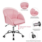 Chaise de bureau pivotante en velours à roulettes, réglable en hauteur de 72,4 cm à 81,3 cm, supporte jusqu'à 136 kg, 6 couleurs, pour la maison/bureau