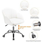 Chaise de bureau pivotante en velours à roulettes, réglable en hauteur de 72,4 cm à 81,3 cm, supporte jusqu'à 136 kg, 6 couleurs, pour la maison/bureau