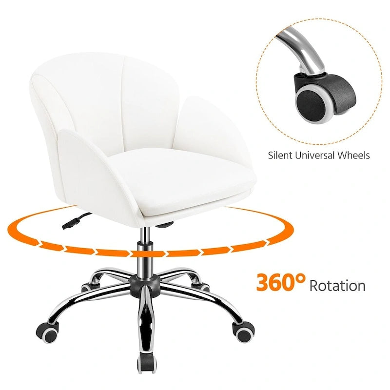 Chaise de bureau pivotante en velours à roulettes, réglable en hauteur de 72,4 cm à 81,3 cm, supporte jusqu'à 136 kg, 6 couleurs, pour la maison/bureau