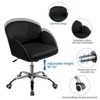 Chaise de bureau pivotante en velours à roulettes, réglable en hauteur de 72,4 cm à 81,3 cm, supporte jusqu'à 136 kg, 6 couleurs, pour la maison/bureau
