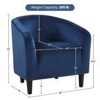Fauteuil club barillet, velours, 136 kg, 70,6 cm L x 65 cm P x 72,4 cm H, 7 couleurs, assemblage en 5 min