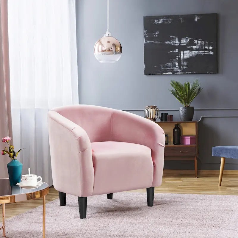 Fauteuil club barillet, velours, 136 kg, 70,6 cm L x 65 cm P x 72,4 cm H, 7 couleurs, assemblage en 5 min