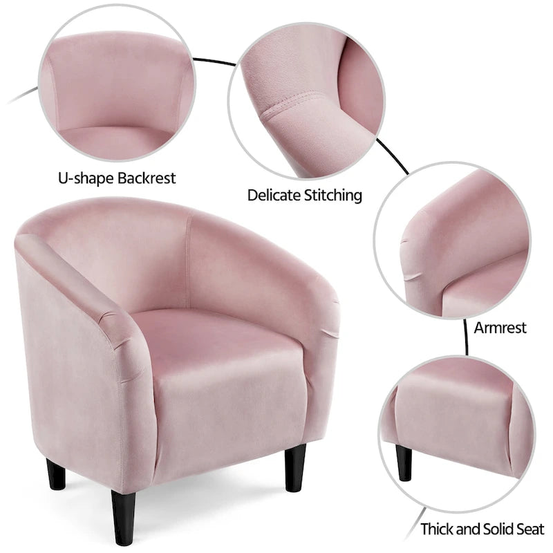 Fauteuil club barillet, velours, 136 kg, 70,6 cm L x 65 cm P x 72,4 cm H, 7 couleurs, assemblage en 5 min