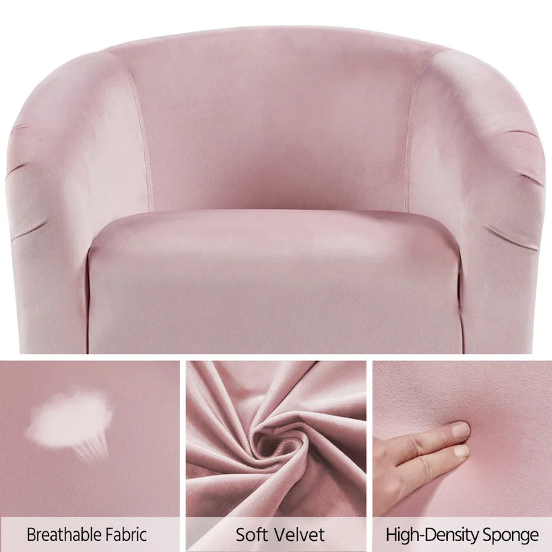 Fauteuil club barillet, velours, 136 kg, 70,6 cm L x 65 cm P x 72,4 cm H, 7 couleurs, assemblage en 5 min