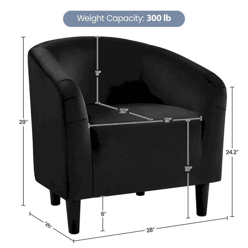 Fauteuil club barillet, velours, 136 kg, 70,6 cm L x 65 cm P x 72,4 cm H, 7 couleurs, assemblage en 5 min