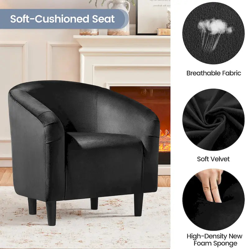 Fauteuil club barillet, velours, 136 kg, 70,6 cm L x 65 cm P x 72,4 cm H, 7 couleurs, assemblage en 5 min