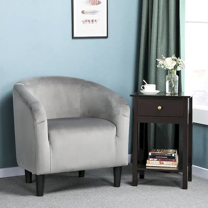 Fauteuil club barillet, velours, 136 kg, 70,6 cm L x 65 cm P x 72,4 cm H, 7 couleurs, assemblage en 5 min