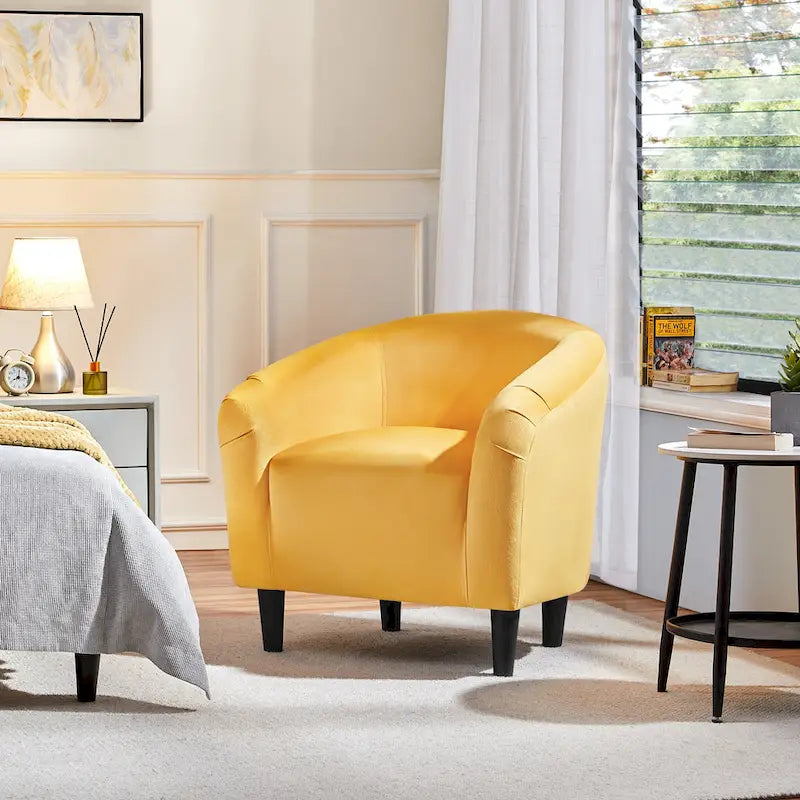 Fauteuil club barillet, velours, 136 kg, 70,6 cm L x 65 cm P x 72,4 cm H, 7 couleurs, assemblage en 5 min